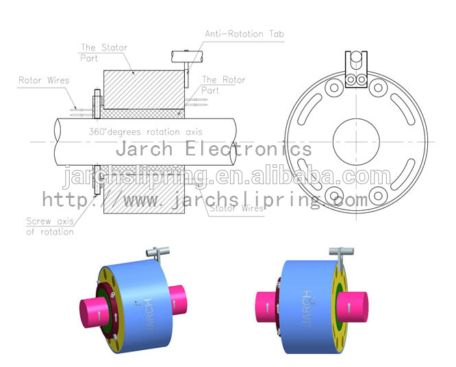 Conductores del OD 38.1mm/99m m del conector de JARCH a través del anillo colectando de alta frecuencia agujereado